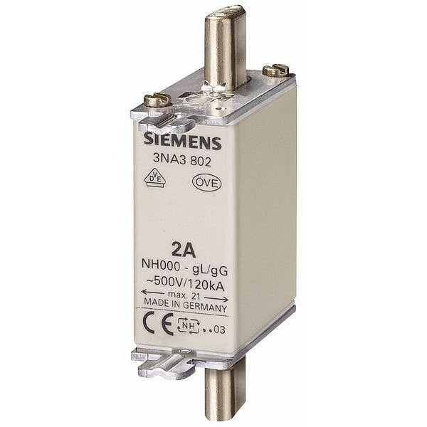 Siemens NH000-Sicherungseinsatz 3NA3801 mit Stirnkennmelder 6A