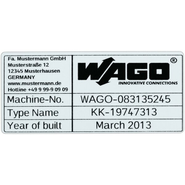 WAGO Typenschild 210-804 44x99mm silber unbedruckt