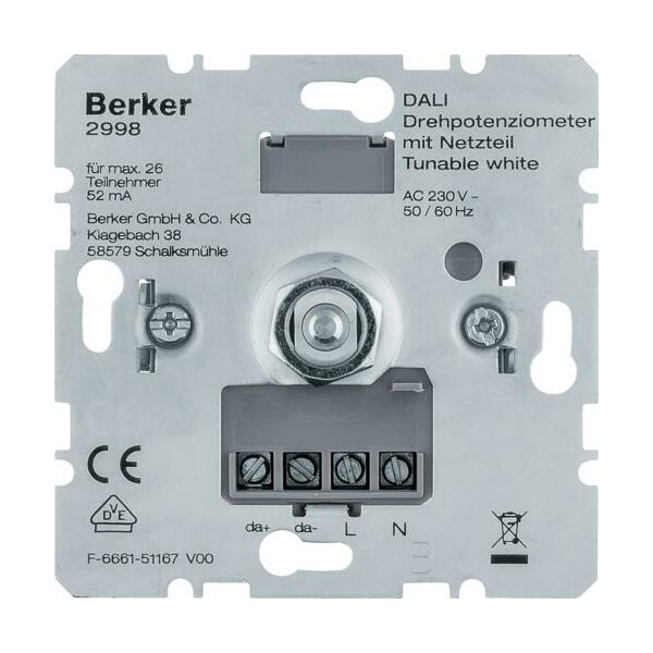 Berker Drehpotenziometer 2998 DALI Tunable white mit Netzteil