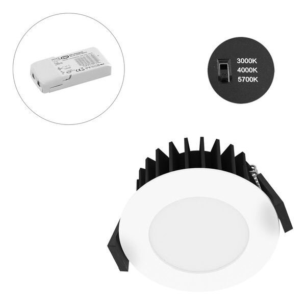 EVN LED-Deckeneinbaustrahler 3-4-5700K max.1014lm DALI R ws max.10W