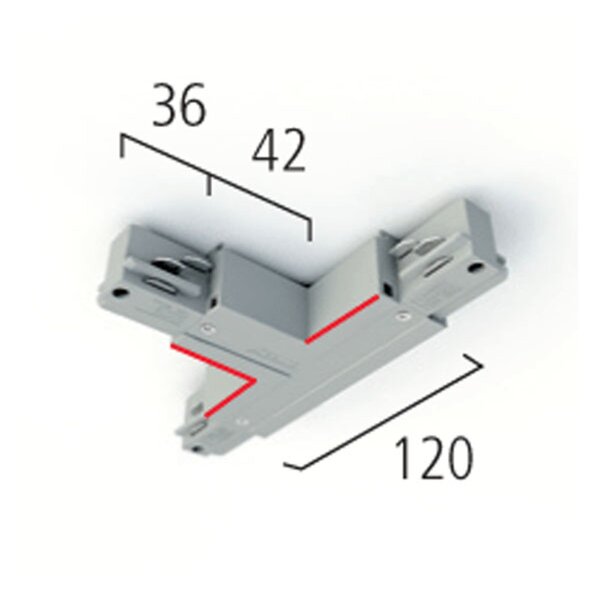 Eutrac T-Verbinder LB22 Schutzleiter innen rechts schwarz