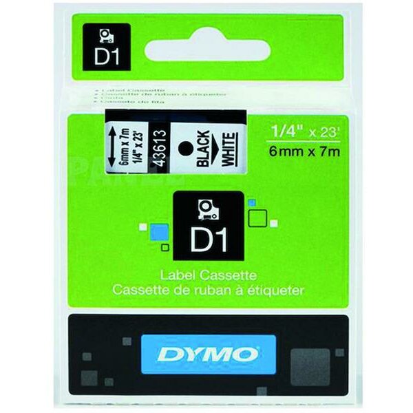 DYMO Schriftband 43613 6mm 7m schwarz auf weiss