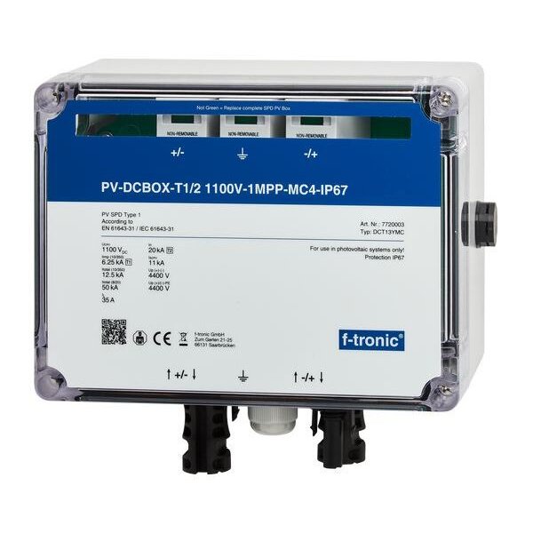 F-Tronic Generatoranschlussbox PV-DCBOX-T1/2 1100V-1MPP MC4-IP67