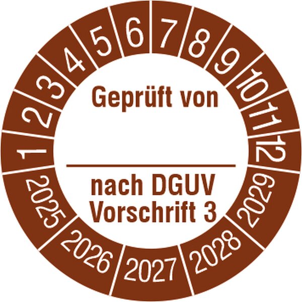 PROTEC Prüfplaketten PPPP1DGUVV32025 Geprüft von nachDGUV V3