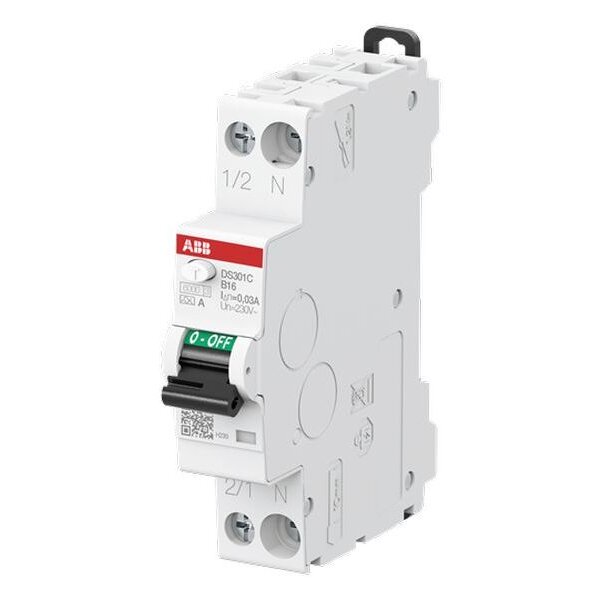 ABB FI/LS-Schalter DS301CA-B16A/0,03 6kA 1P+N 1TE