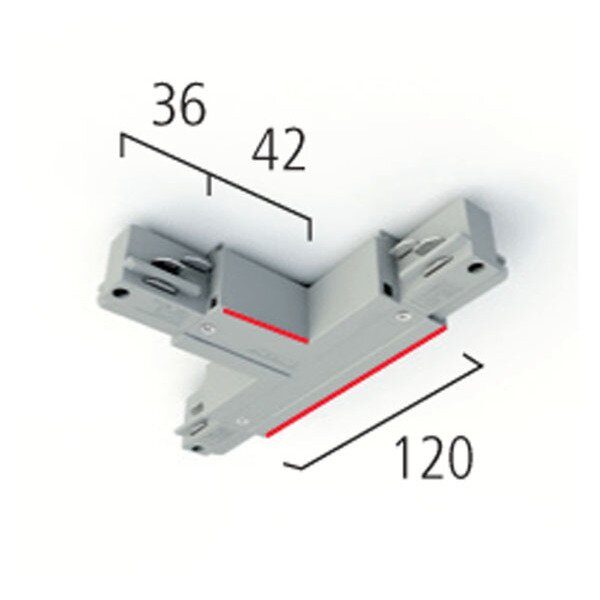 Eutrac T-Verbinder LB24 Schutzleiter außen links silber