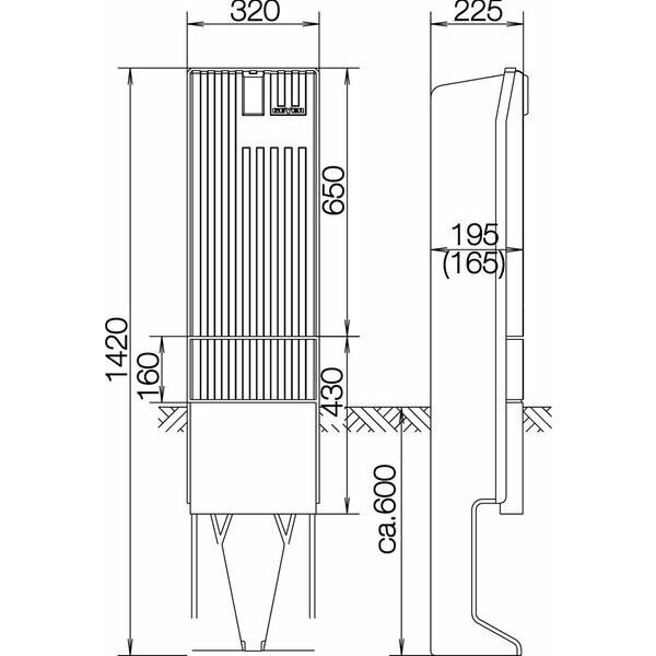 ABN Leersäule SL142P mit Montageplatte für Haus