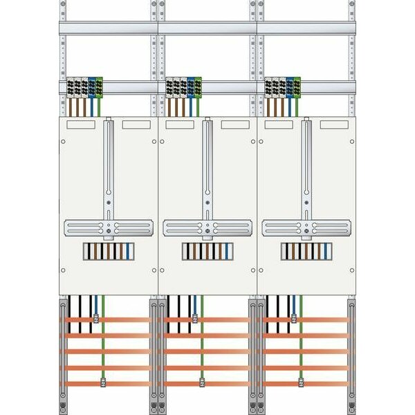 ABN Zählerfeld 3Pkt 3Z Klemmstein 5polig 750x1050mm